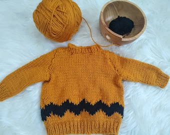 MODELLO: Maglione lavorato a maglia Charlie Brown / Neonato Adolescente Adulto