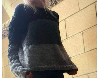 WZÓR: Sweter z dzianiny w kolorze antracytowym | Rozmiar XS