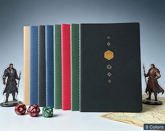 Craft paper Cover,DnD 5e(2014)/5.5e(2024) Notebook,Character Sheets,Cheat Sheets,NPC/Combat Tracker,Questlog,Maps....84 pages,All-In-One