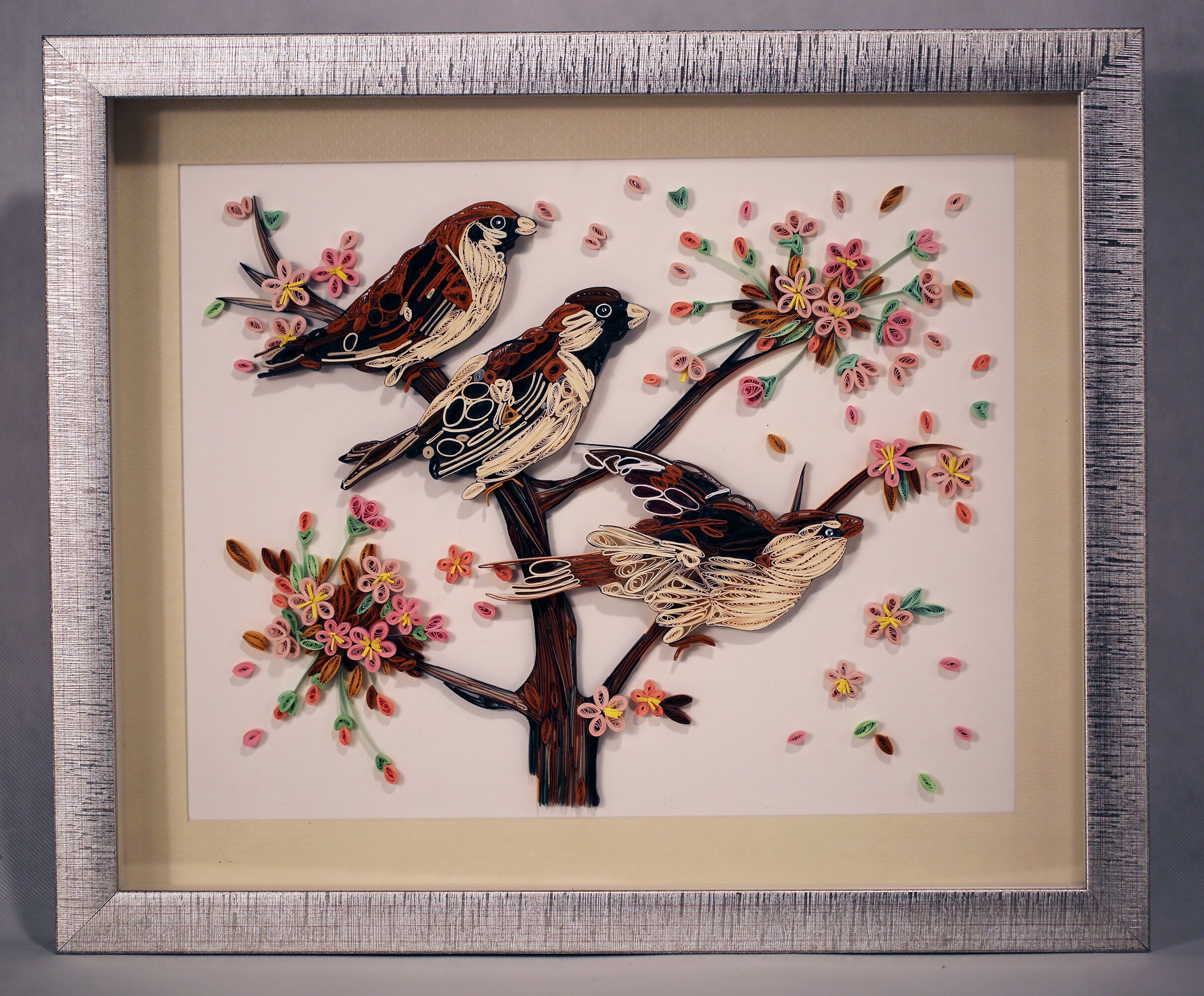 Quilling art Birds on the tree Wall art Customized wall Etsy