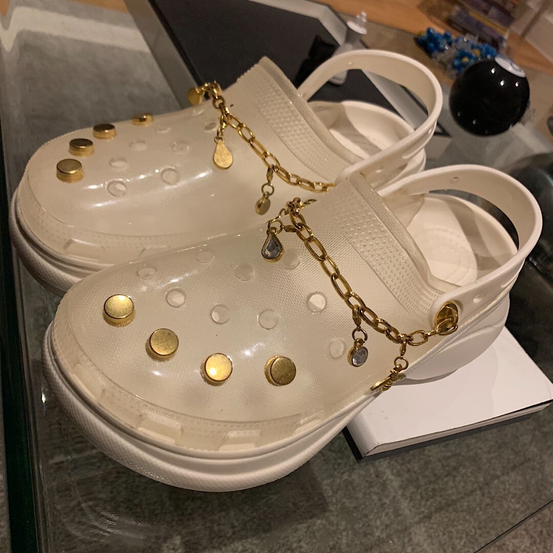 Transparent platform crocs with gold detailing Crocs rare | Etsy
