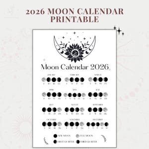 Maankalender afdrukbare 2026 maanstanden kalender maanposter 2026 maankalender cyclus pdf maankalender digitale download pdf.