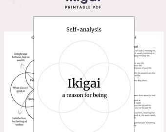 Encuentra tu Ikigai Plantilla imprimible de Ikigai Hoja de trabajo del método Ikigai Plantilla de coaching PDF Objetivos de vida Descarga digital Plantillas de planificación de objetivos