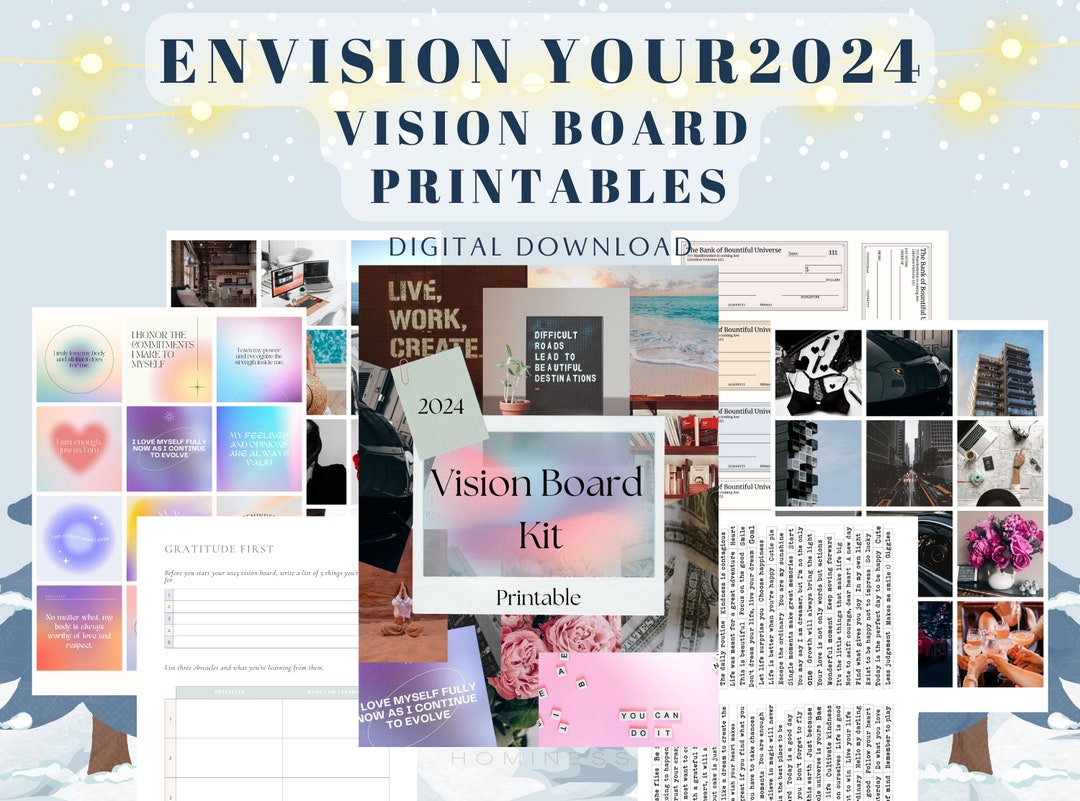 Envision 2024 Vision Board Kit Printable. Vision Board Bundle. 44 Pages