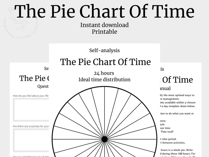 Pie Chart of Time Printable. 24 Hours Pie Chart Planner Time - Etsy UK