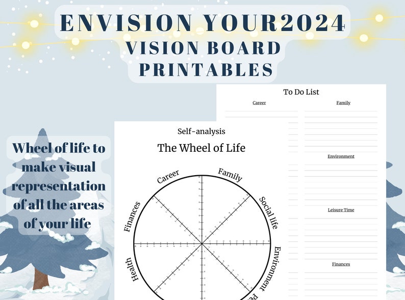 Envision 2024 Vision Board Kit Printable. Vision Board Bundle. 44 Pages