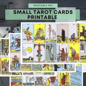 Small Tarot Cards Printable 78 Rider Waite Tarot Cards Printable Tarot for Beginners Scrapbooking Kit Digital Instant Download PDF