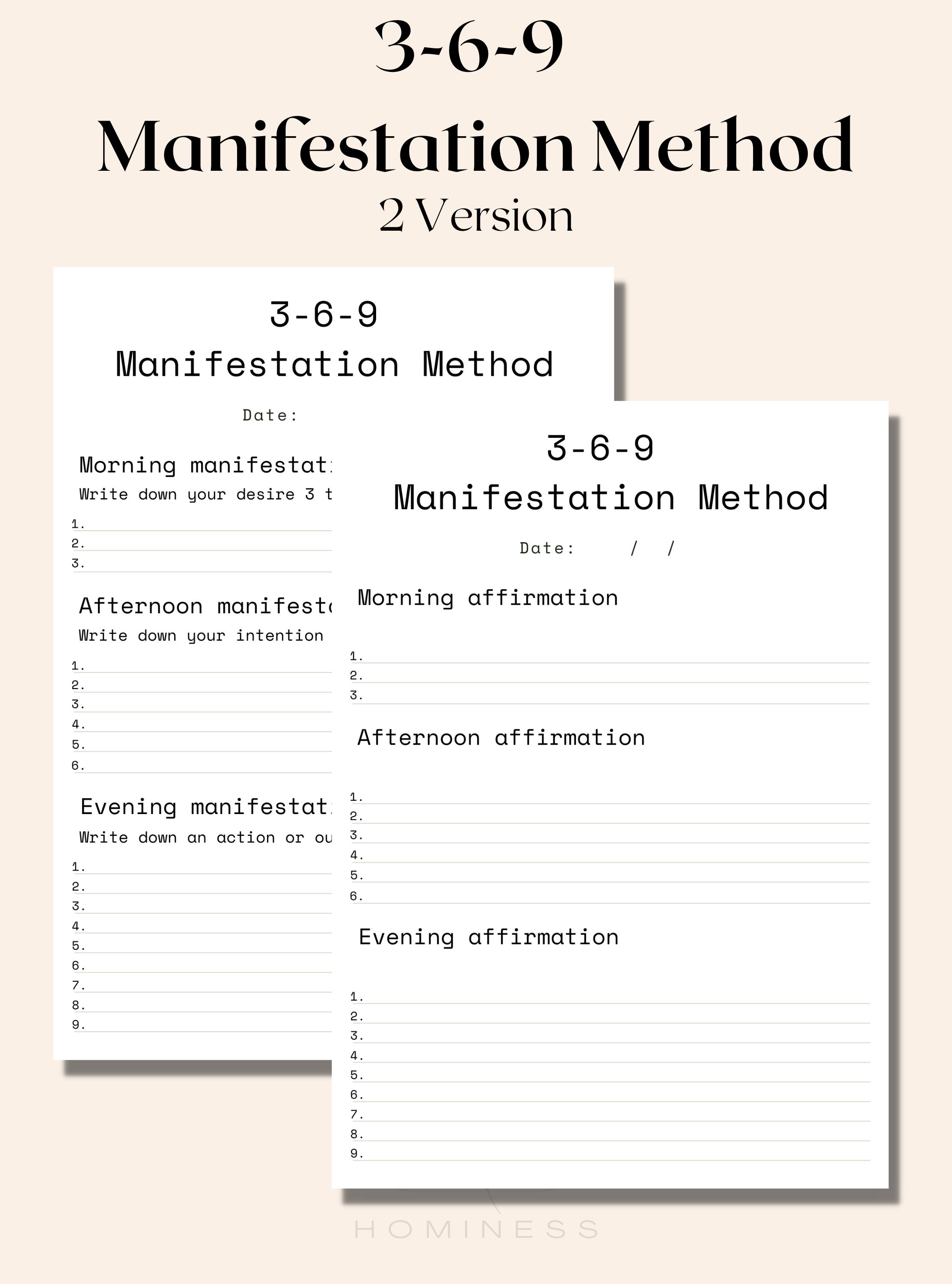 369 Manifestation Method Printable. 369 Manifestation Template. Digital