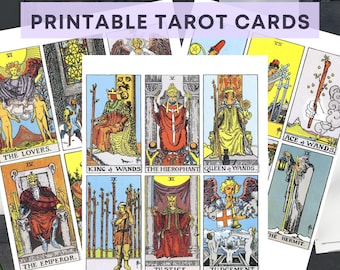 Tarot Cards Printable 78 Rider Waite Tarot Cards Printable Tarot for Beginners Scrapbooking Kit Digital Instant Download PDF