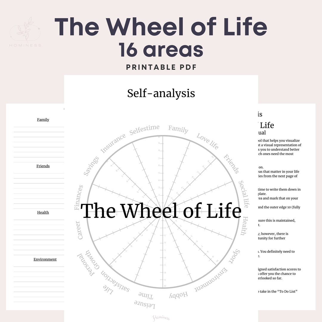 Wheel of Life Template Printable. 16 Areas Life Wheel Etsy