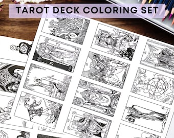 Coloring Tarot Cards Printable 78 Rider Waite Tarot Cards Printable Black and White Tarot for Beginners Instant Digital Download PDF