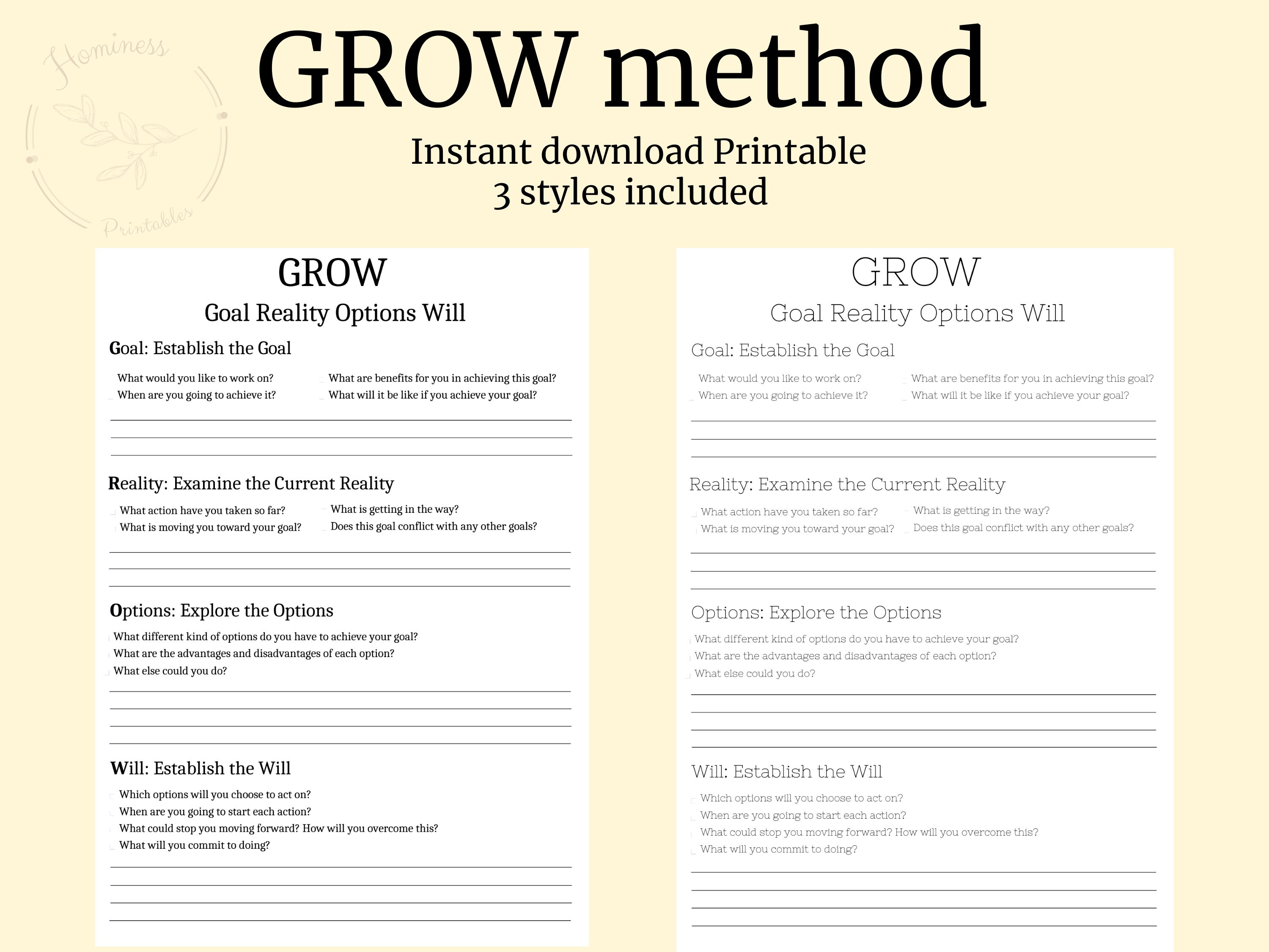 GROW Model Printable. GROW Worksheet Template. Coaching Worksheet Templates. Goal Planning. PDF Digital Download - Etsy GROW Model Printable. GROW Worksheet Template. Coaching Worksheet Templates. Goal Planning. PDF Digital Download - Etsy