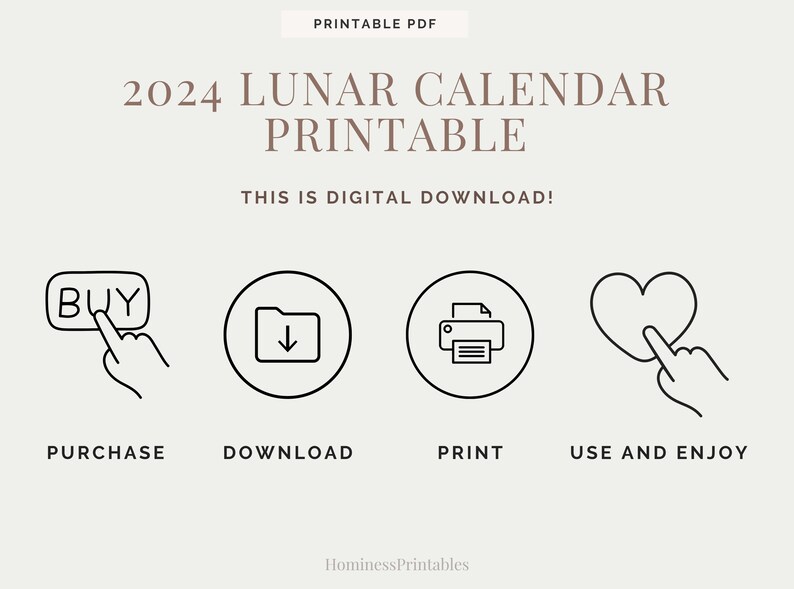 2025 Lunar Calendar Printable. Moon Phases Calendar Printable. Digital