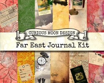 Asian Travel Journal Kit, Vintage Ephemera for Junk Journals, Scrapbooks,Card and ephemera making. (Digital Printable)