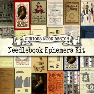 VINTAGE SEWING EPHEMERA cards for Needlebooks ,Junk Journals. Scrapbooks. A Printable Digital Kit with Vintage Sewing Imagery