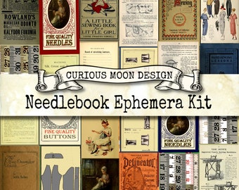 Vintage Sewing Ephemera, Needlebook Cards, for needlebooks, needlecases, Junk Journals (Digital Download)