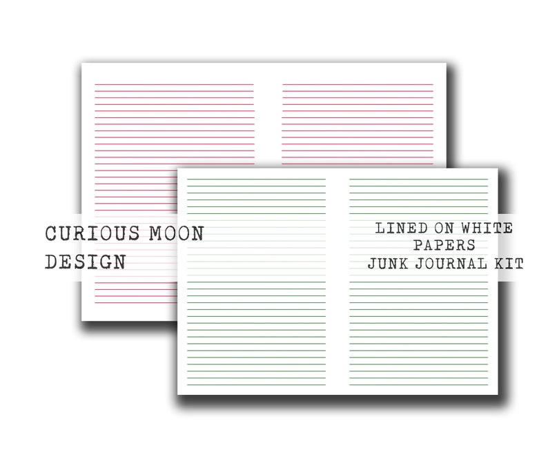 LINED PAPER Junk Journal Printable DIY Add on Pages for Paper Craft ...