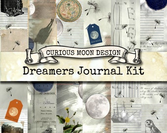 DREAM JOURNAL printable digital Kit, with Vintage Celestial, Astrology pages, for Junk Journals, Scrapbooks, Craft, ephemera, Romance diary