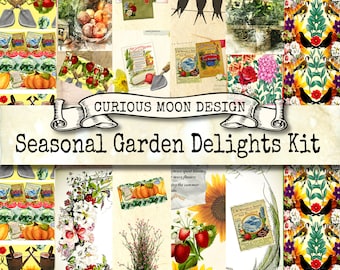 Gardening Junk Journal Kit, Vintage Style Printables for gardeners, scrapbooking, journals,  notebooks. Crafty Gifts (Digital Download)