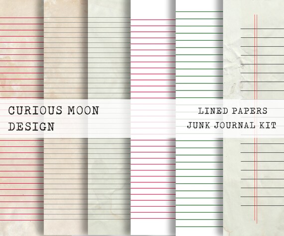 LINED PAPER Junk Journal Printable DIY Add on Pages for Paper | Etsy