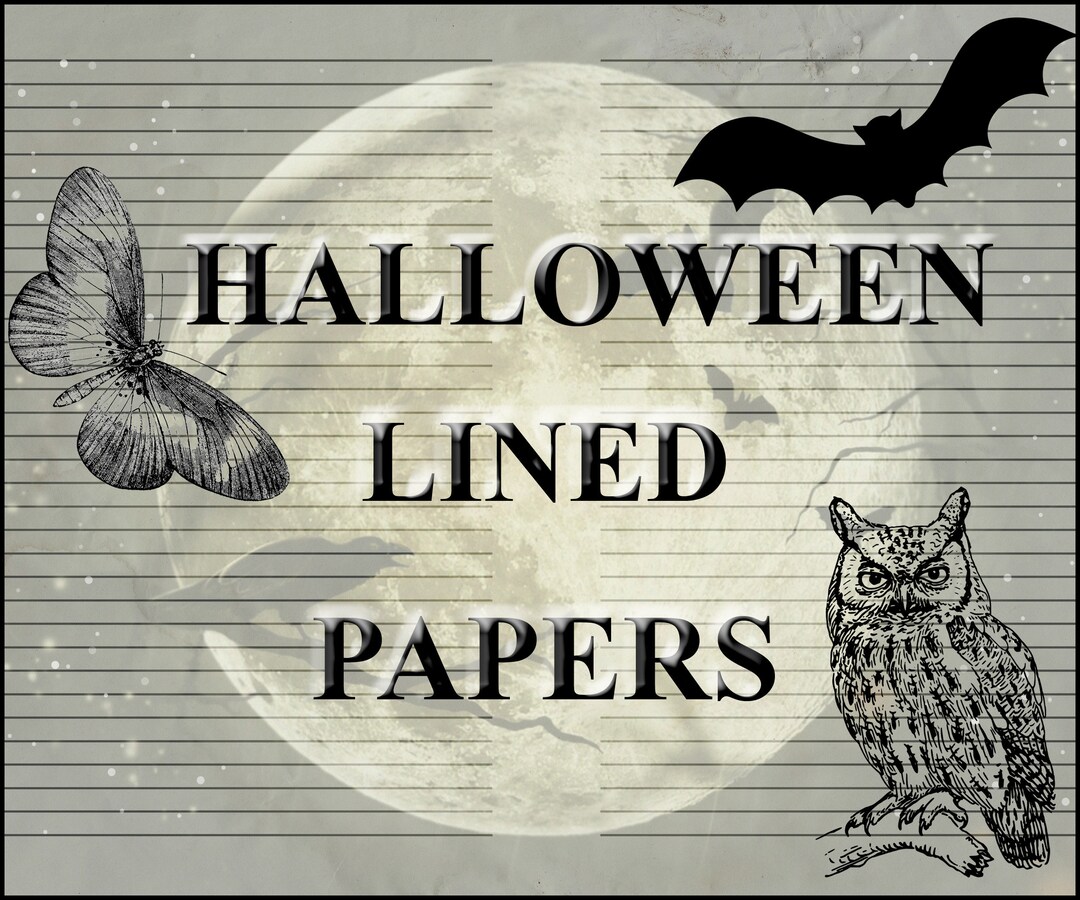 HALLOWEEN LINED Paper Junk Journal Printable DIY Add on Pages Etsy