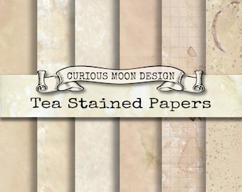 Tea Stained Paper, Vintage Style, Scrapbook Printable (Digital Download)