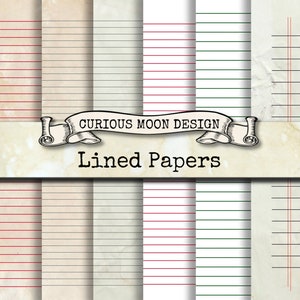 LINED PAPER Junk Journal printable DIY add on Pages for Paper Craft, Journal, Scrapbook, Diary , collage, card making.