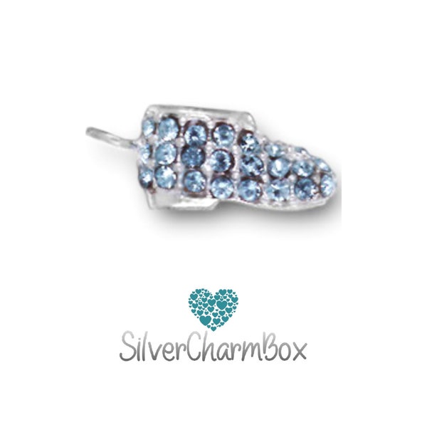 Charme de chaussure de bébé en argent sterling - Cristaux Swarovski roses ou bleus