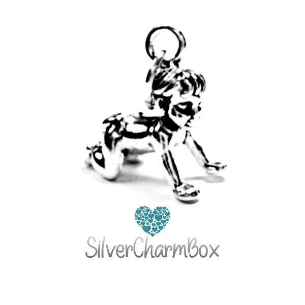 Sterling Silver Crawling Baby Charm