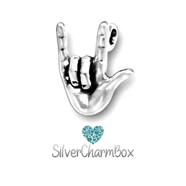 Sterling Silver 'I Love You' Sign Language Charm / 'Peace' Sign Language Charm