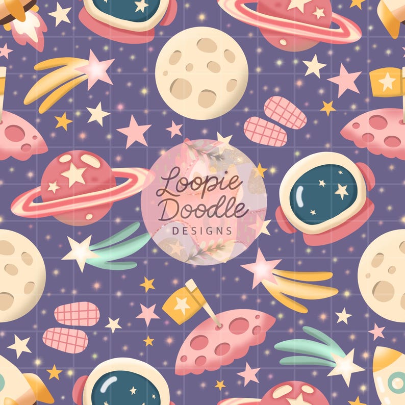 Space Seamless Pattern PNG | Rockets, Planets, Stars Digital Paper ...