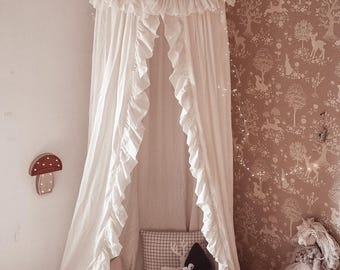 Dossel artesanal para bebê – mosquiteiro de algodão para berço, decoração para quarto de bebê, decoração Montessori, dossel infantil, cantinho de leitura, decoração para sala de jogos