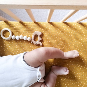Fitted  crib sheet, dots ocher muslin  crib fitted sheet, neutral genter crib sheet, baby crib sheet, nursery room