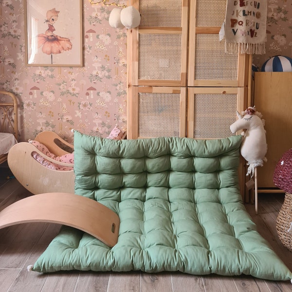 Handmade Cotton Floor Cushion, Baby Play Mat, Nursery Decoration (130x100cm)
