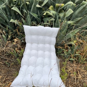 White Linen Quilted Floor Cushion, Nursery Mat, Shower Gift image 10