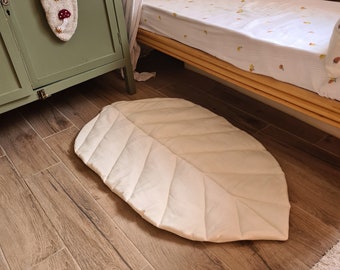 Tapis de jeu en forme de feuille, coussin de tapis de jeu bébé, tapis de jeu bébé fille, tapis de sol bébé, tapis bébé, tapis de jeu bébé, bébé en lin naturel, cadeau baby shower