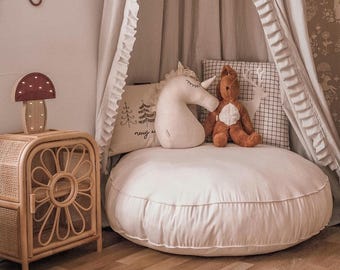 Handmade Round Floor Pouf – Large Comforel Cushion, Removable Cover,Handmade Cotton Floor cushion, baby room decoration, floor , cushion,