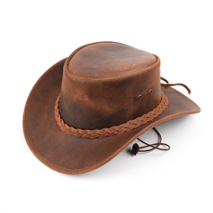 Leather Cowboy Hat Western Style Genuine Premium Leather Hats for Men