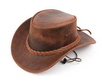 Chapéu de cowboy de couro estilo ocidental chapéus de couro genuíno premium para homens