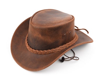 Leather Cowboy Hat Western Style Genuine Premium Leather Hats for Men