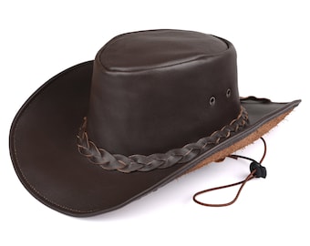 Leather Cowboy Hat Western Style Genuine Premium Leather Hats for Men