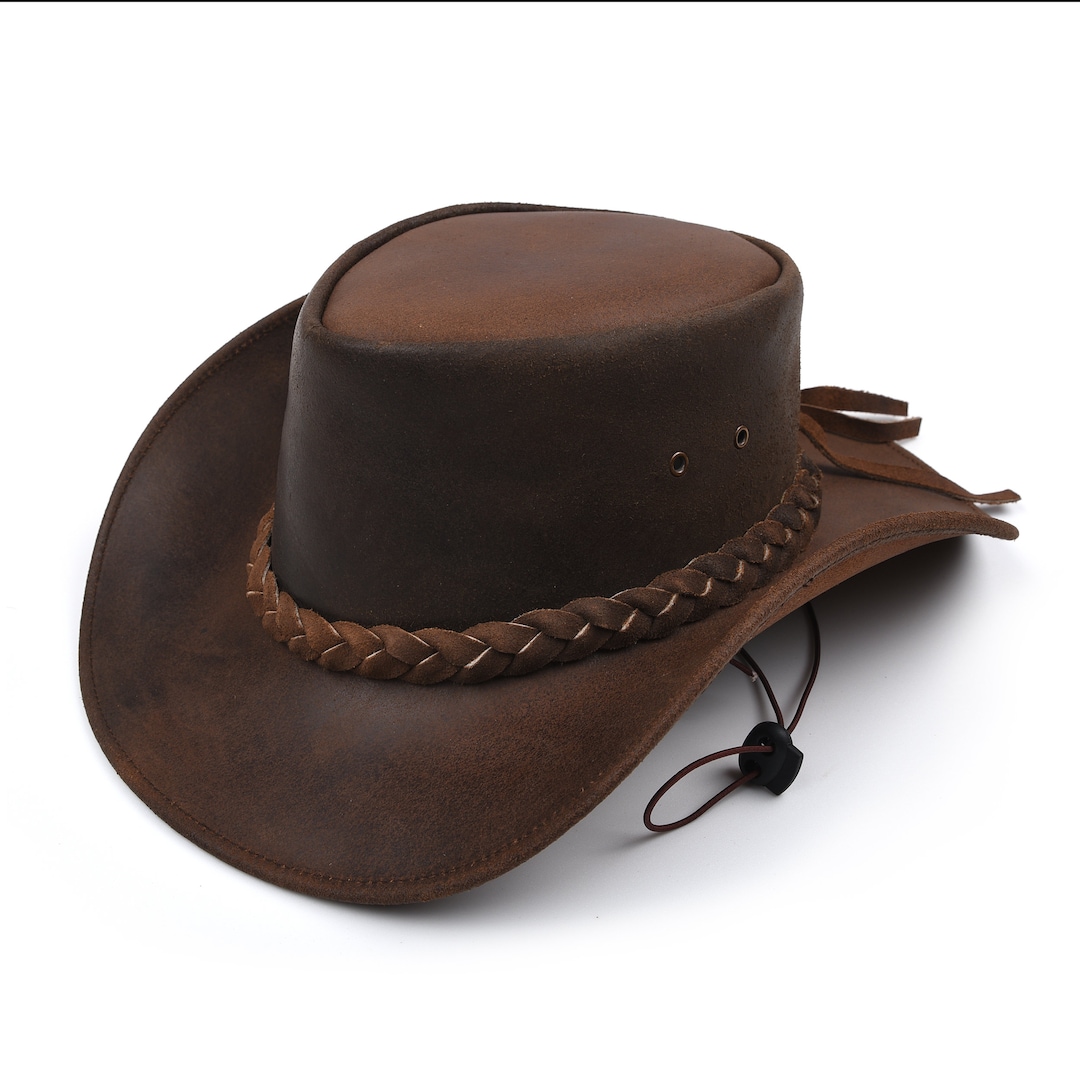 Leather Cowboy Hat Western Style Genuine Premium Leather Hats for Men