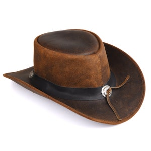 Leather Cowboy Hat Western Style Genuine Premium Leather Hats for Men
