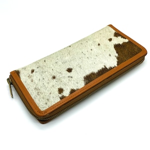 Cow Hide Genuine Handmade Zipper Bolso clutch, cartera fur purse, regalo para el cumpleaños de la mujer, aniversario
