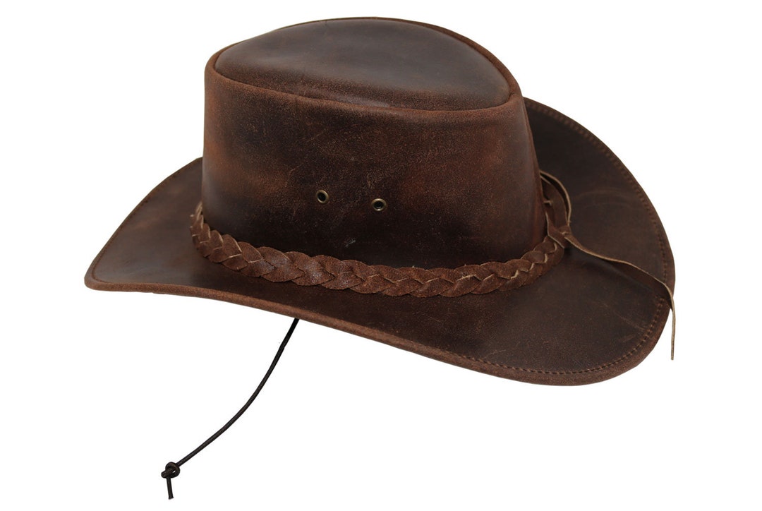 Leather Cowboy Hat Western Style Genuine Premium Leather Hats Etsy