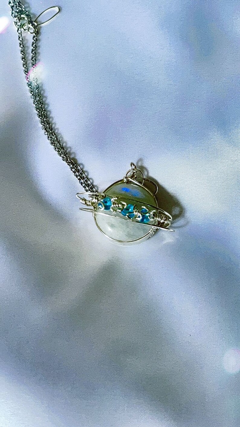 Necklace Saturn Silver Saturn Necklace Saturn Outer Etsy