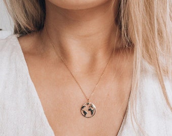 Necklace with world map in gold, silver & rose gold | World, globe