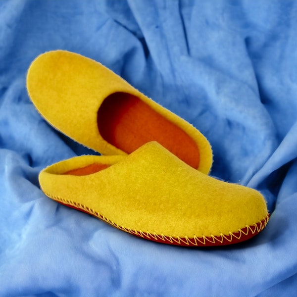 Slippers for Mom Hot Yellow Wool Clogs Women's Natural Wool Slippers Massage Effect gift for halloween