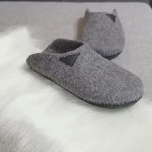 Handmade slippers made of natural sheep wool felted Unisex warm comfortable beautiful slippers Shoes for home and street Brown slippers Gift