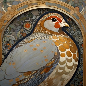 Art Nouveau Bird Velvet Panel for pillows, blankets, Home decoration, Fabric panel, Upholstery fabric